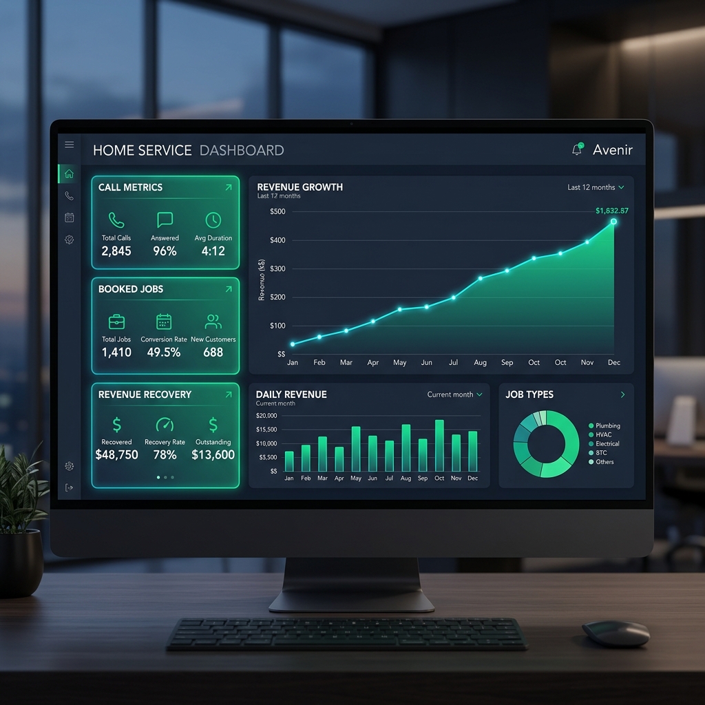 Business growth chart showing revenue increase after implementing AI receptionist